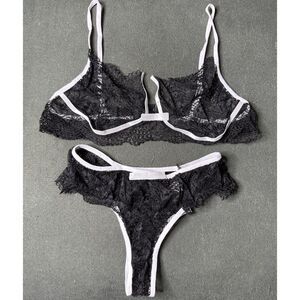 2 Piece Lace Lingerie Set Women Bralette Bra with Underwear Size XL